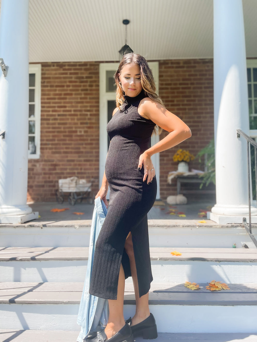 Steal My Style Knitted Midi Dress in Black