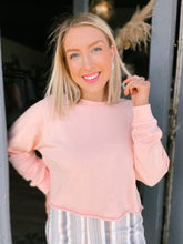Load image into Gallery viewer, Basic Raw Hem Crop Top in Soft Pink