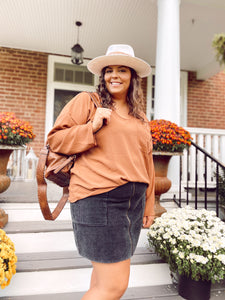 Curvy Back to Basics Long Sleeve Top in Copper
