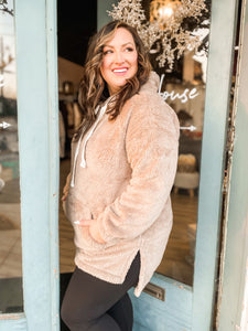 Curvy Cozy Up With Me Hoodie - Taupe