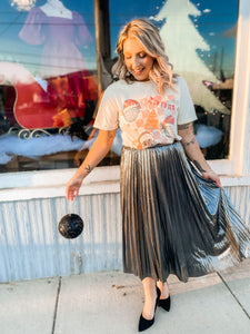 The Beverly Metallic Pleated Midi Skirt