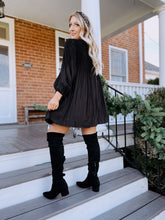 Load image into Gallery viewer, Party Perfect Smocked Dress in Black