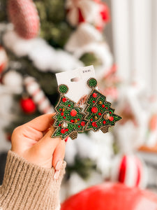 Oh Christmas tree seed bead earrings