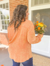 Load image into Gallery viewer, Brielle half button up oversized knit pullover in pumpkin