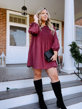 Load image into Gallery viewer, Party Perfect Smocked Dress in Merlot