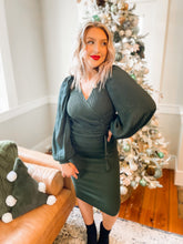 Load image into Gallery viewer, Deck The Halls Ribbed Sweater Dress