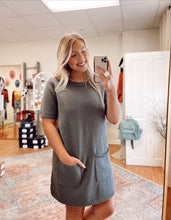 Load image into Gallery viewer, Love at first sight sweater dress in Olive Grey