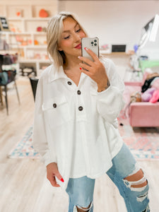 Ivory Favorite oversized half button pullover