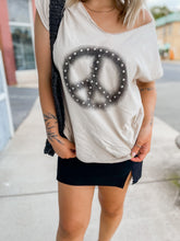 Load image into Gallery viewer, POL Studded Peace Sign Tank in Beige