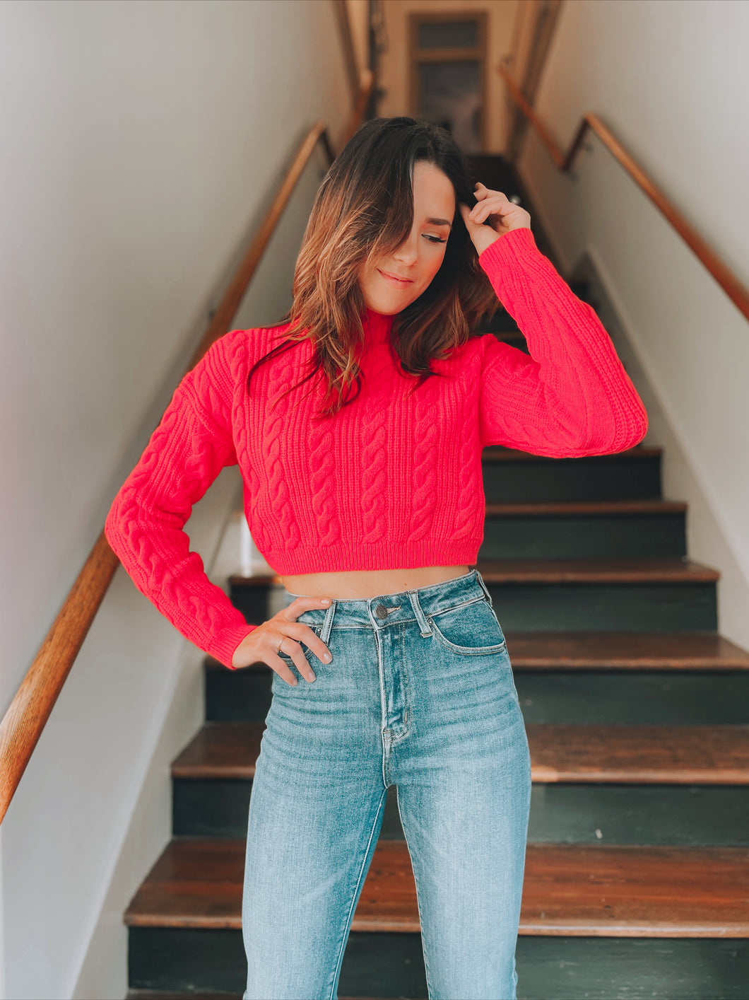 Heart Eyes Cable Crop Sweater