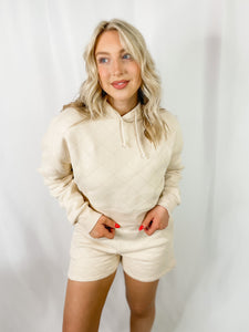 Quilted Drawstring Hoodie