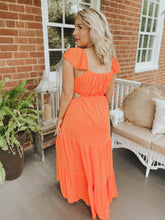 Load image into Gallery viewer, Helen’s Flirty Textured Maxi Dress in Clementine