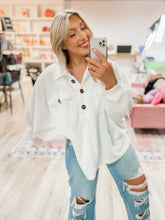 Load image into Gallery viewer, Ivory Favorite oversized half button pullover