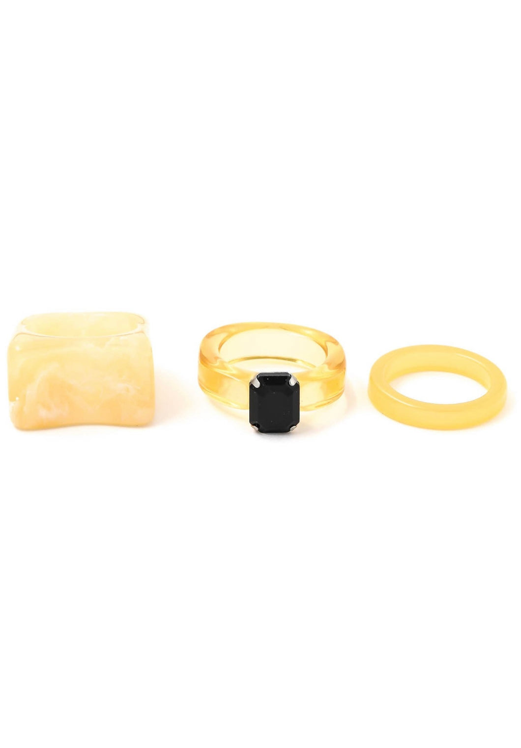 Canary Square Resin Rings Set