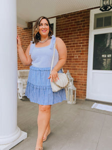 Curvy Picnic on The Dock Dress in Blue