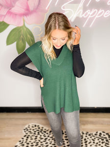 I Want It All Sweater Vest in Hunter Green