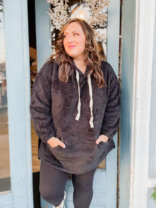 Curvy Cozy Up With Me Hoodie - Black