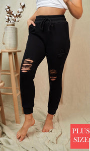 Curvy Steppin' Out Joggers in Black