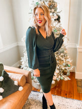 Load image into Gallery viewer, Deck The Halls Ribbed Sweater Dress