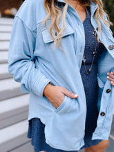 Load image into Gallery viewer, So Warm Fleece Shacket in Baby Blue