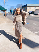 Load image into Gallery viewer, Best foot forward animal print midi skirt in cream