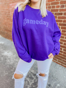 Purple Puffy Sweatshirt Game Day Sweatshirt