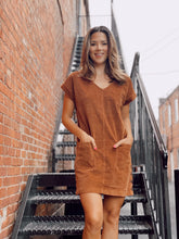 Load image into Gallery viewer, Corduroy Dreams V-Neck Dress