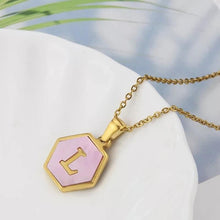 Load image into Gallery viewer, Hexagon Initial Necklace